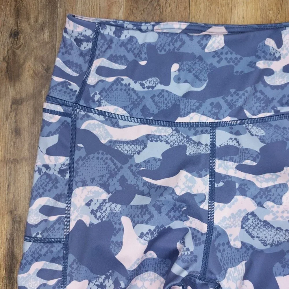 Reebok Precision Womens Large Ankle Leggings Slate Blue Pink Camo - Picture 5 of 16